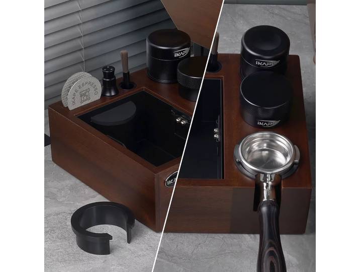 IKAPE V2 Boîte à café, organiseur intégré d'outils à expresso pour le rangement des accessoires de barista
