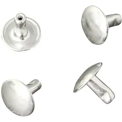 1000 Doppelhohlnieten, Unterteil, Typ A, 9,1 mm Kopfdurchmesser, 1000 Stück, Eisen, silber