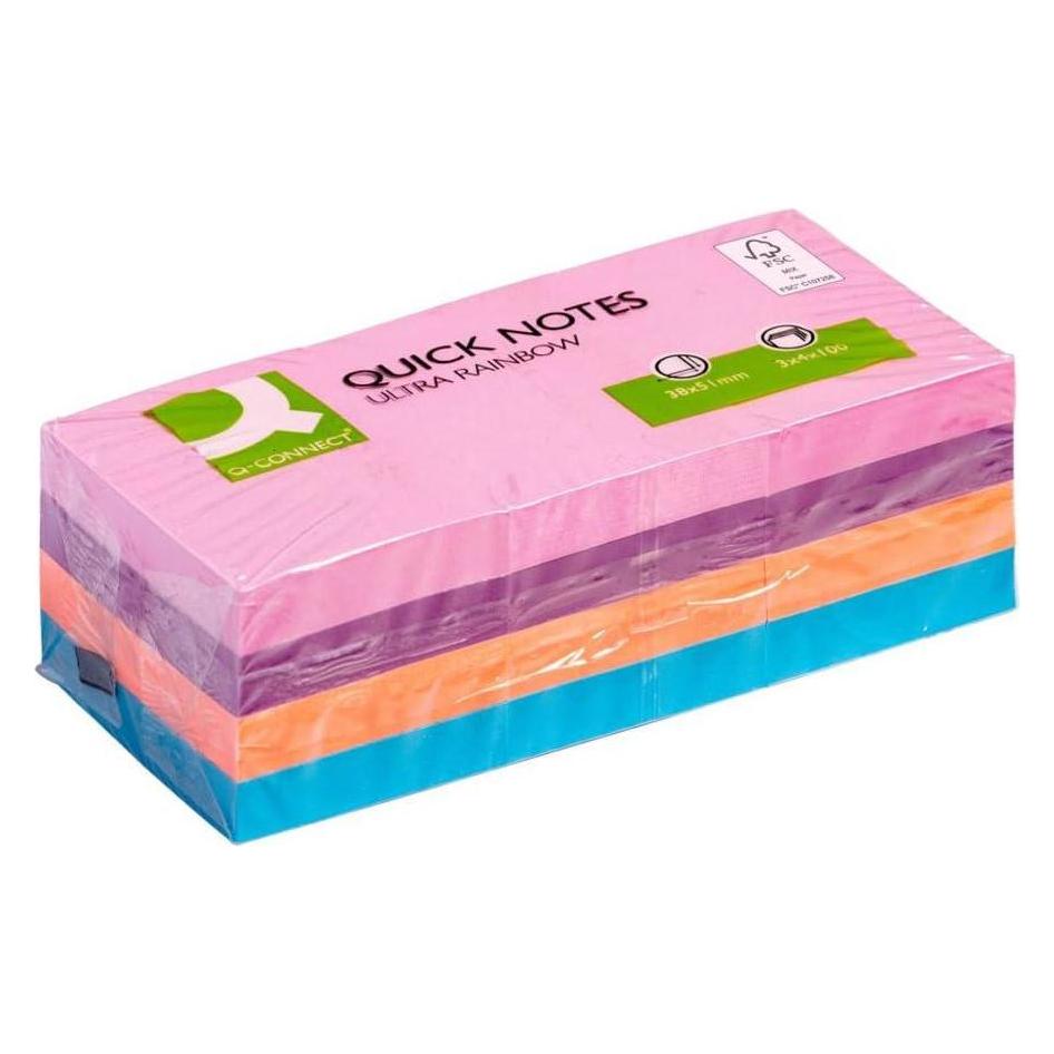 Q-Connect Haftnotizen Quick Notes Ultra Rainbow sortiert (51 x 38 mm) (KF02516)