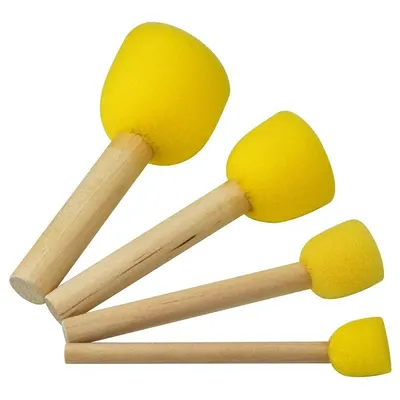 Wooden Handle Sponge Brushes, Round Sponges For Children Drawing, Pottery Sculpture Modeling Tool Wooden Handle Sponge Brushes, Round Sponges For Children Drawing, Pottery Sculpture Modeling Tool