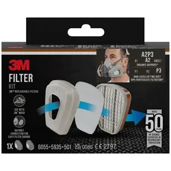 3M Filtersatz 6003-1SP, A2P3 organische Dämpfe (2x 6055, 2x 5935, 2x 501)