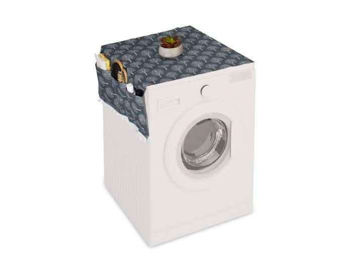 Waschmaschinenauflage mit Taschen Anthrazit-Weiss-Creme