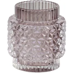 Chic Antique Teelichtglas mit Muster, H8/Ø7 cm, taupe