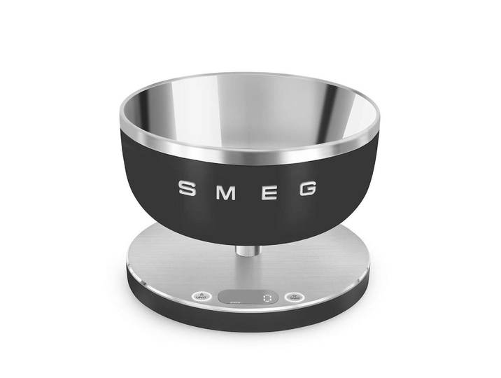 Smeg Elektrische Küchenwaage, Schwarz, Kunststoff, 20.5x15.0x20.5 cm, Abschaltautomatik, digitale Anzeige, inkl. Batterie, Kochgeschirr, Küchengeräte, Küchenwaage