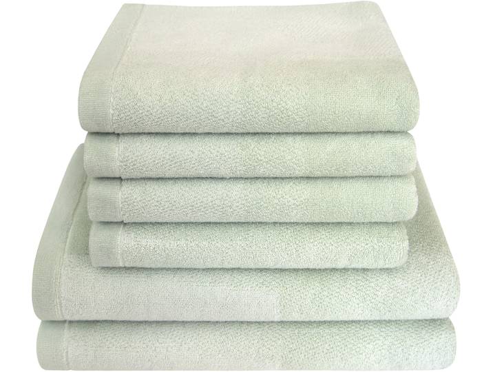 Handtuch Set DYCKHOFF Landscape , grün (minze), 6 Stk., Walkfrottier, Walkfrottier, Obermaterial: 100% Baumwolle, Handtuch-Sets, Handtuch Set, 4 Handtücher (50x100cm), 2 Duschtücher (70x140cm)