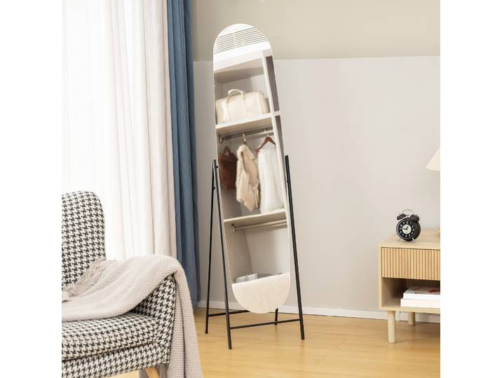 HOMCOM Miroir Pleine Longueur 160x40cm Métal Noir