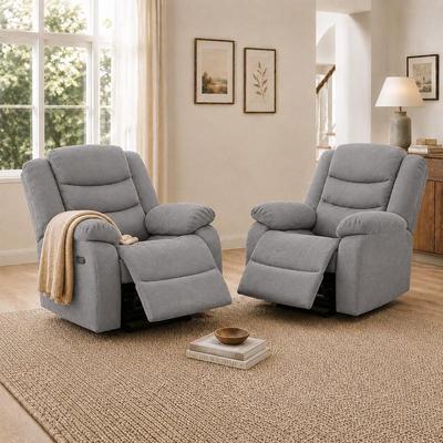 UR livingroom 2-Piece Suede Manual Recliner Chair Set