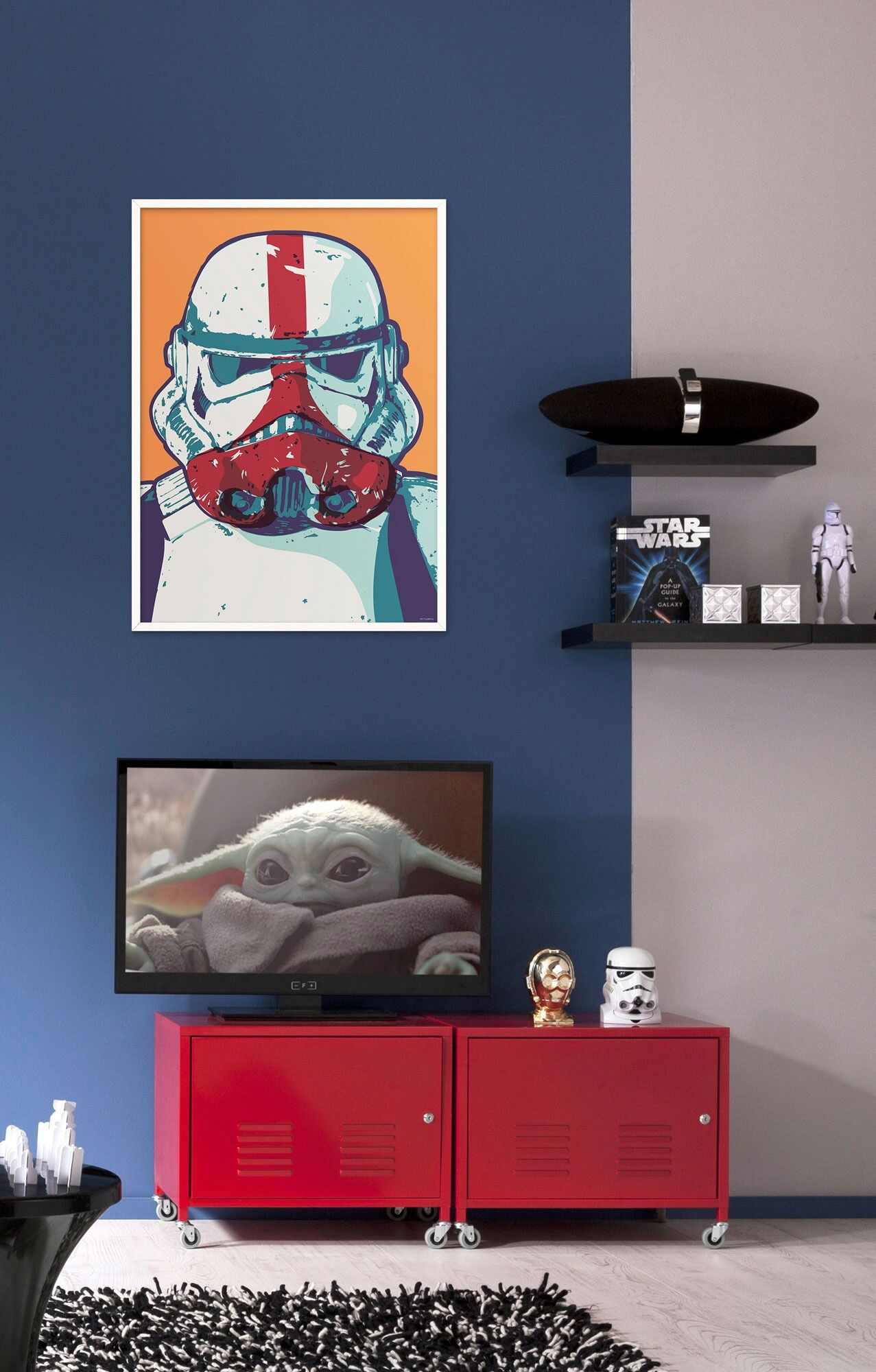 Bild KOMAR "Mandalorian Pop Art Stormtrooper", bunt (farbe bild(er): bunt), B:50cm H:70cm, Holz, Papier, Bilder, Bild, Wandbild zur Dekoration im Kinderzimmer - ohne Rahmen farbe bild(er): bunt B/H/T: 50cm x 70cm, Bild Disney Star Wars, 1 Stk.