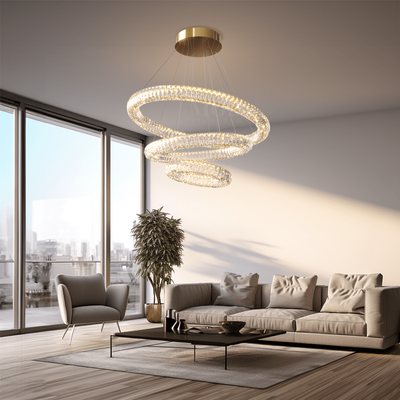 Janice   Luxury Crystal Chandelier   3 Rings / Warm White (3000k)   Bedroom Lighting   Living Room Lighting   Indoor Lighting   MOD LIGHTING