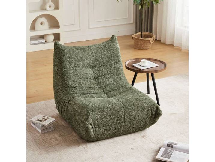 Canapé fauteuil de sol fauteuil une place design ergonomique incurvé style Togo convient au salon et à la chambre vert.