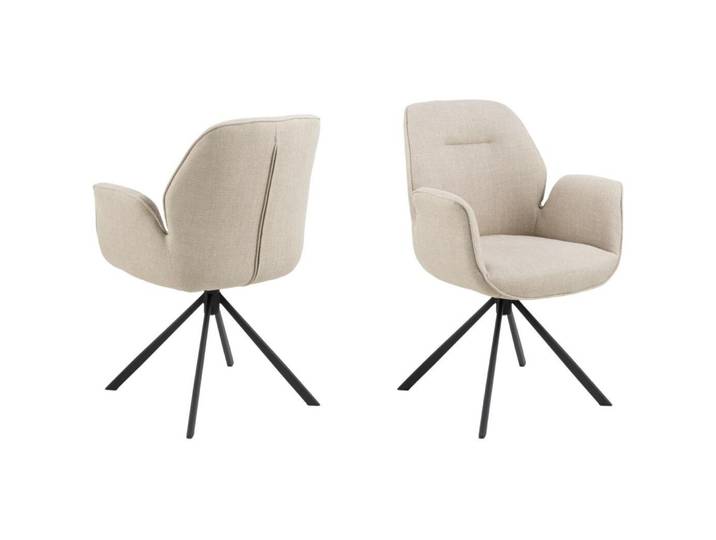 AC Design Furniture Stuhl AC Design Schwarz, Beige Textil - Stuhl