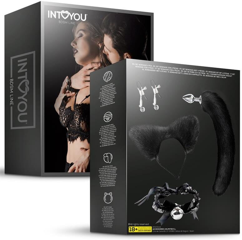 INTOYOU BDSM LINE Set de 4 accessoires BDSM pour jeux de rôle sensuels