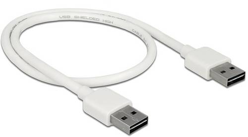 Delock USB-Kabel USB 2.0 USB-A Stecker, USB-A Stecker 0.50m Weiß 85192