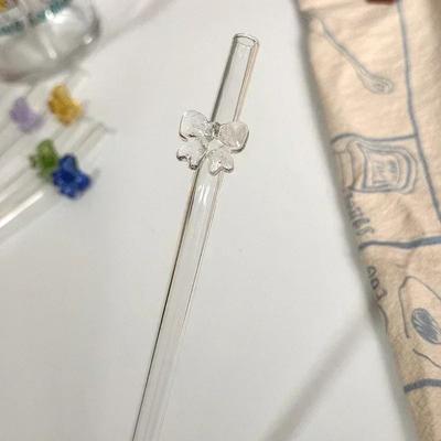 Uplifted Goods Cute Butterfly Heat Resistant Glass Straw Reusable Drinking Straw clear