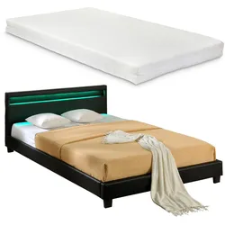 POLSTERBETT Paris mit Matratze und LED-Beleuchtung