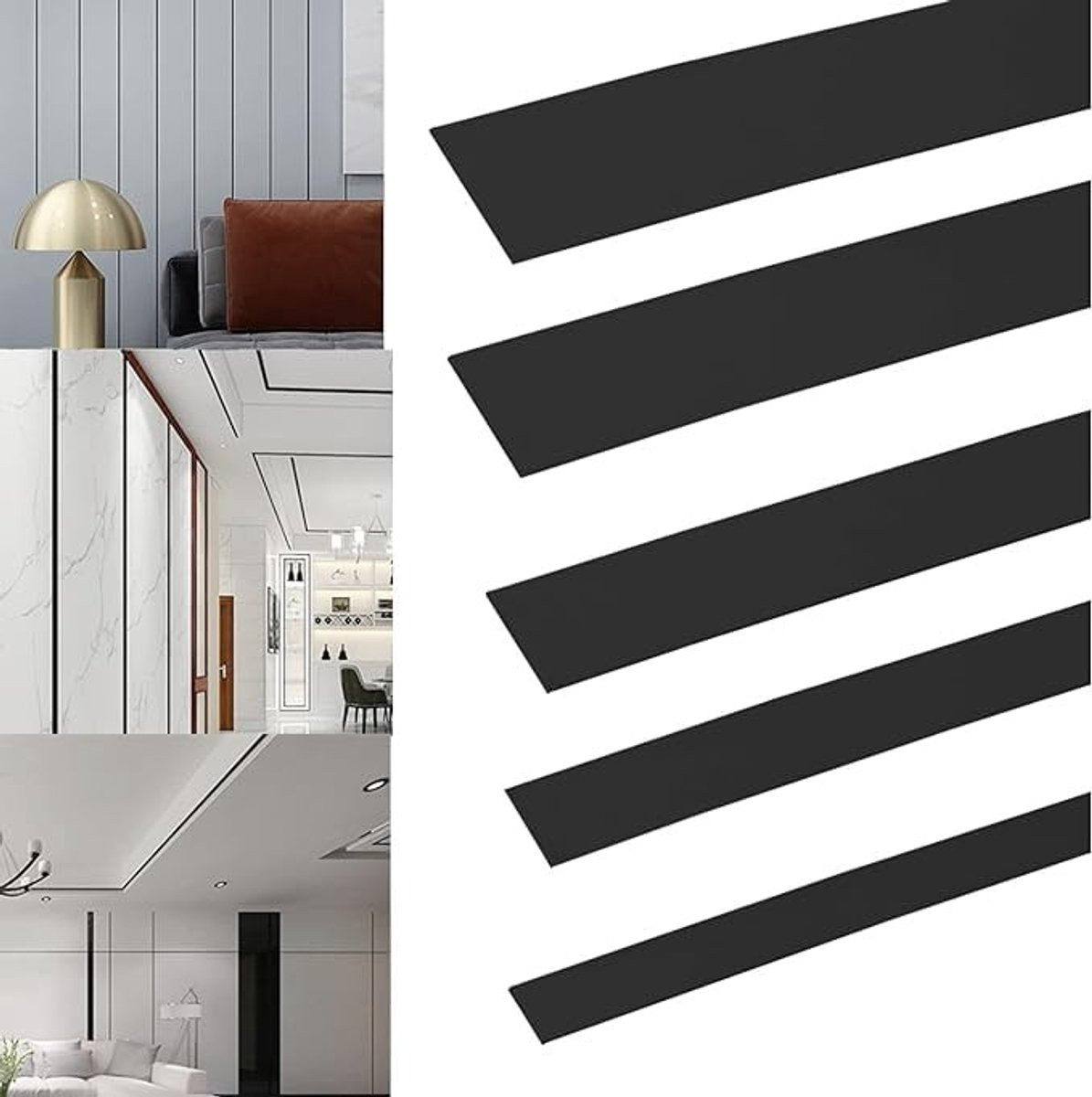 Zelfklevende Decoratieve RVS Strip met Gouden Spiegel Effect, 5 m
