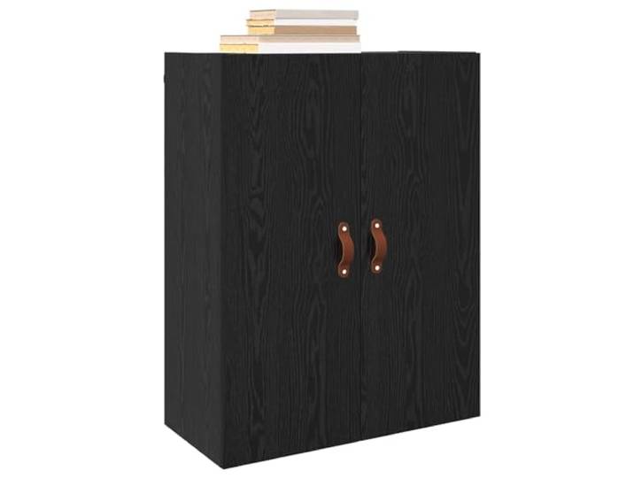 KTHLBRH Wandschrank Eiche Schwarz 69,5 x 34 x 90 cm Mehrschichtholz, 2 Türen, 60 kg Kapazität, für Wohnzimmer oder Arbeitszimmer