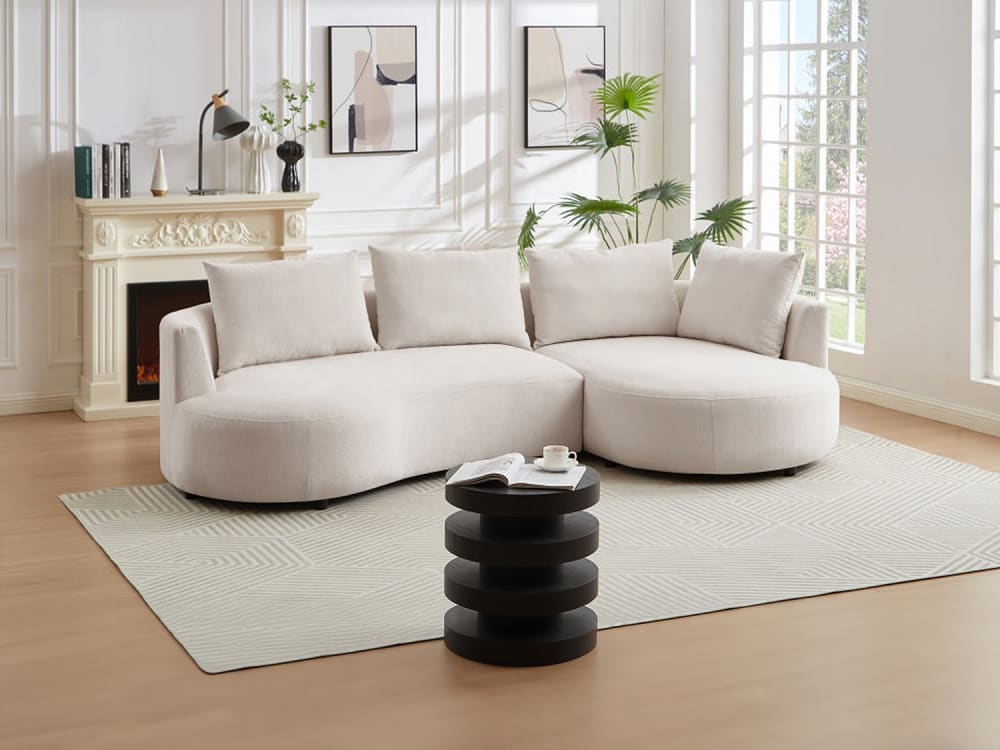 Unique Sofá rinconera terciopelo beige