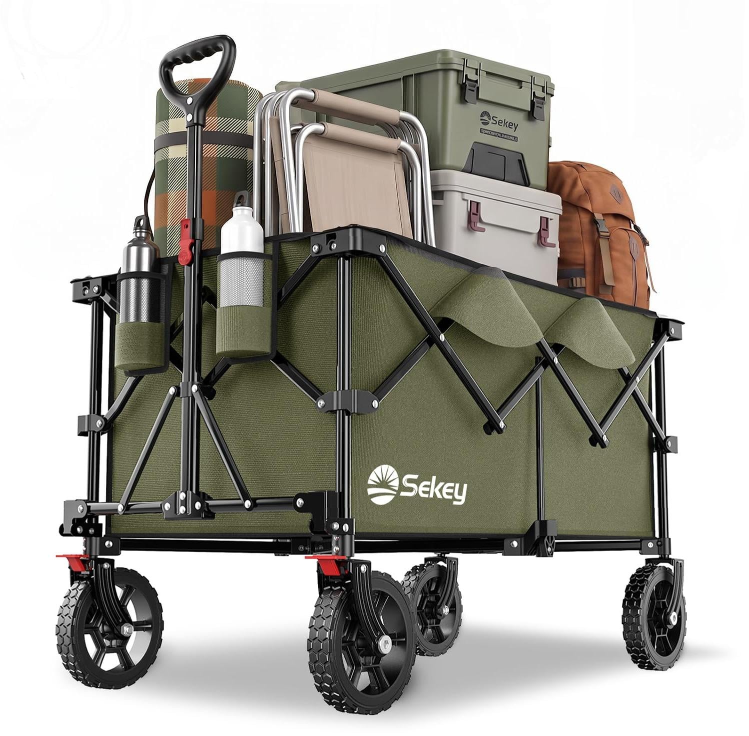 Sekey XXL Plus inklapbare kruiwagen, 200 liter, draagvermogen 200 kg, olijfgroen