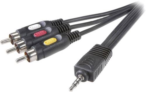 SpeaKa Professional Klinke / Composite Cinch AV Anschlusskabel [1x Klinkenstecker 3.5mm - 3x Cinch-Stecker] 2.00m Schwarz