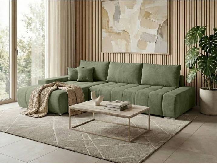 Beautysofa Ecksofa Draco L mit Schlaffunktion, in pflegeleichten Stoffen, Bettkasten