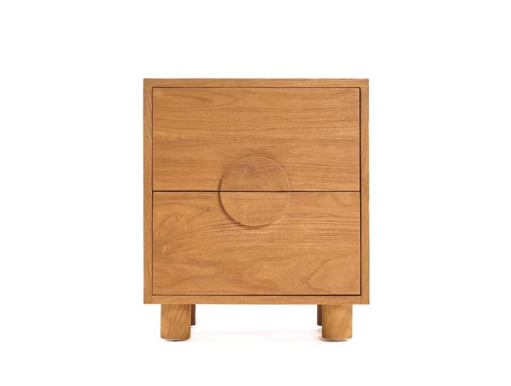 Table de chevet bois de teck marron 50x40x58cm
