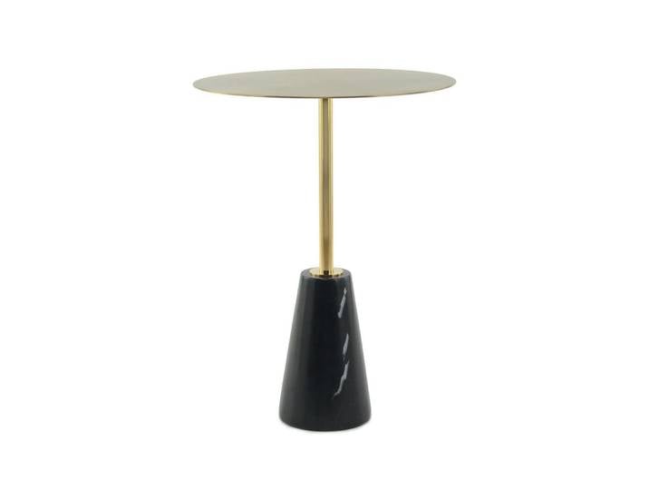 Beistelltisch, Schwarz & Gold, 40x40x53 cm, Metall, Glas & Stein, Klassisch & Modern, Kayoom