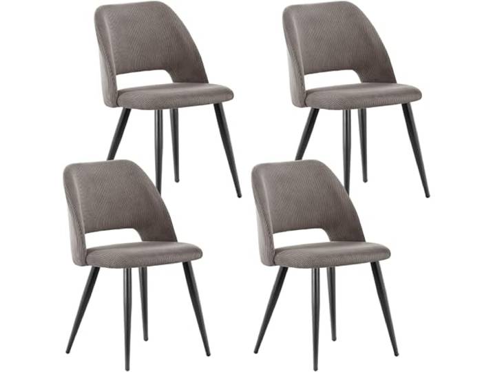 WAFTING Esszimmerstühle aus Cordstoff mit Dickem Schwamm,4er Set,Braun Mit dickem Schwamm gepolstert, separaten Metallfüßen, Moderner Polsterstuhl für Esszimmer, Wohnzimmer, Schlafzimmer,Empfang