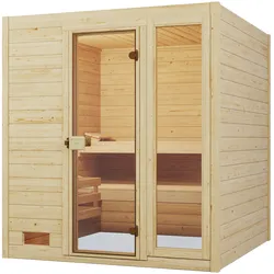 Weka Sauna 537 / Valida Gr. 3 mit Glastür+Fenster - Massivholzsauna 38 mm 7,5 kW Saunaofen OS inkl. Steuerung