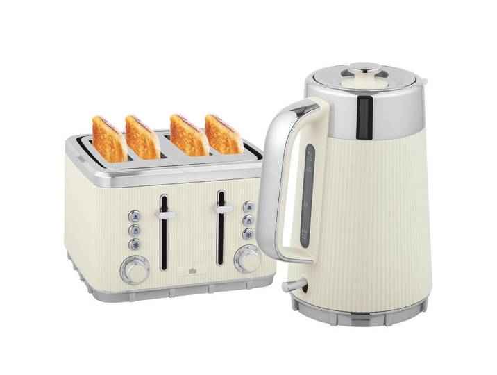ComfortXL Toaster mit Wasserkocher De-07926 Creme, Metall, 15.5x25.5x21.2 cm, Kochgeschirr, Küchengeräte, Toaster