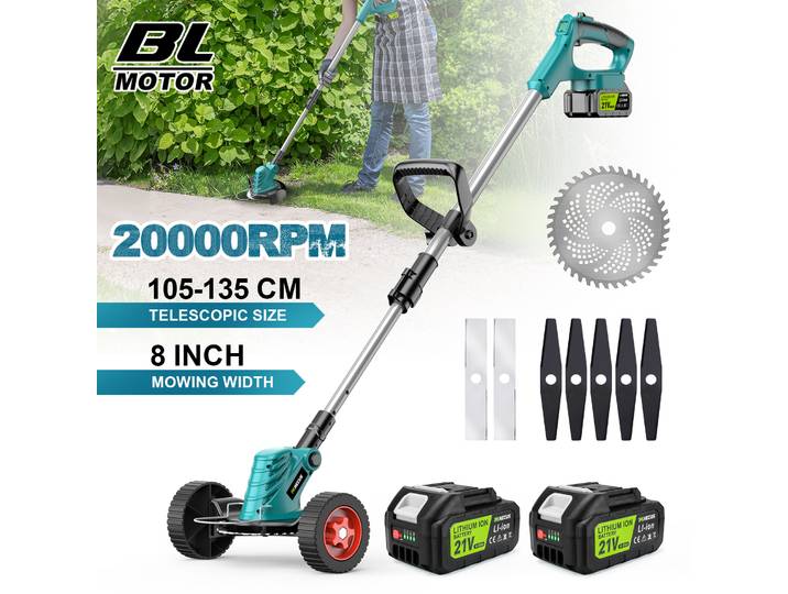 Tondeuse à gazon électrique sans fil Gisam 8 pouces, coupe-herbe sans balais, longueur de coupe 105-135 cm, outil électrique pour batterie Makita 18V