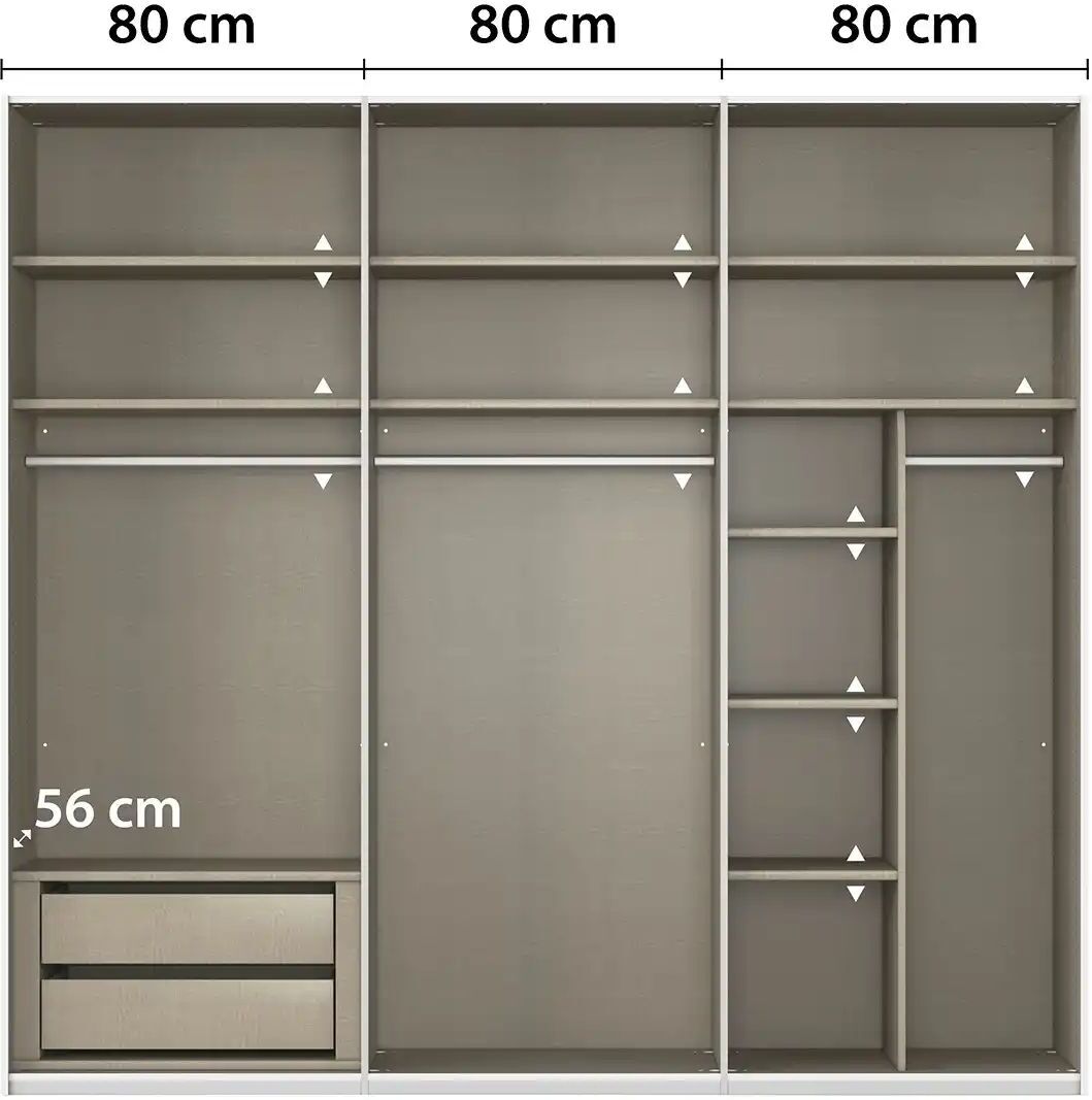 meinSchrank Schwebetürenschrank inklusive Zubehör Regina ¦ schwarz ¦ Maße (cm):