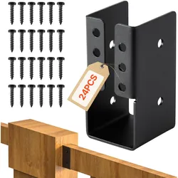 VEVOR Balkenschuh, Balkenverbinder mit verdecktem Flansch für den Außenbereich mit Schrauben, Pfostenträger aus Stahl für 49x92 mm Balken, Holzverbinder für Schaukel, Zaun, Holzrutschen, 24 Stk.