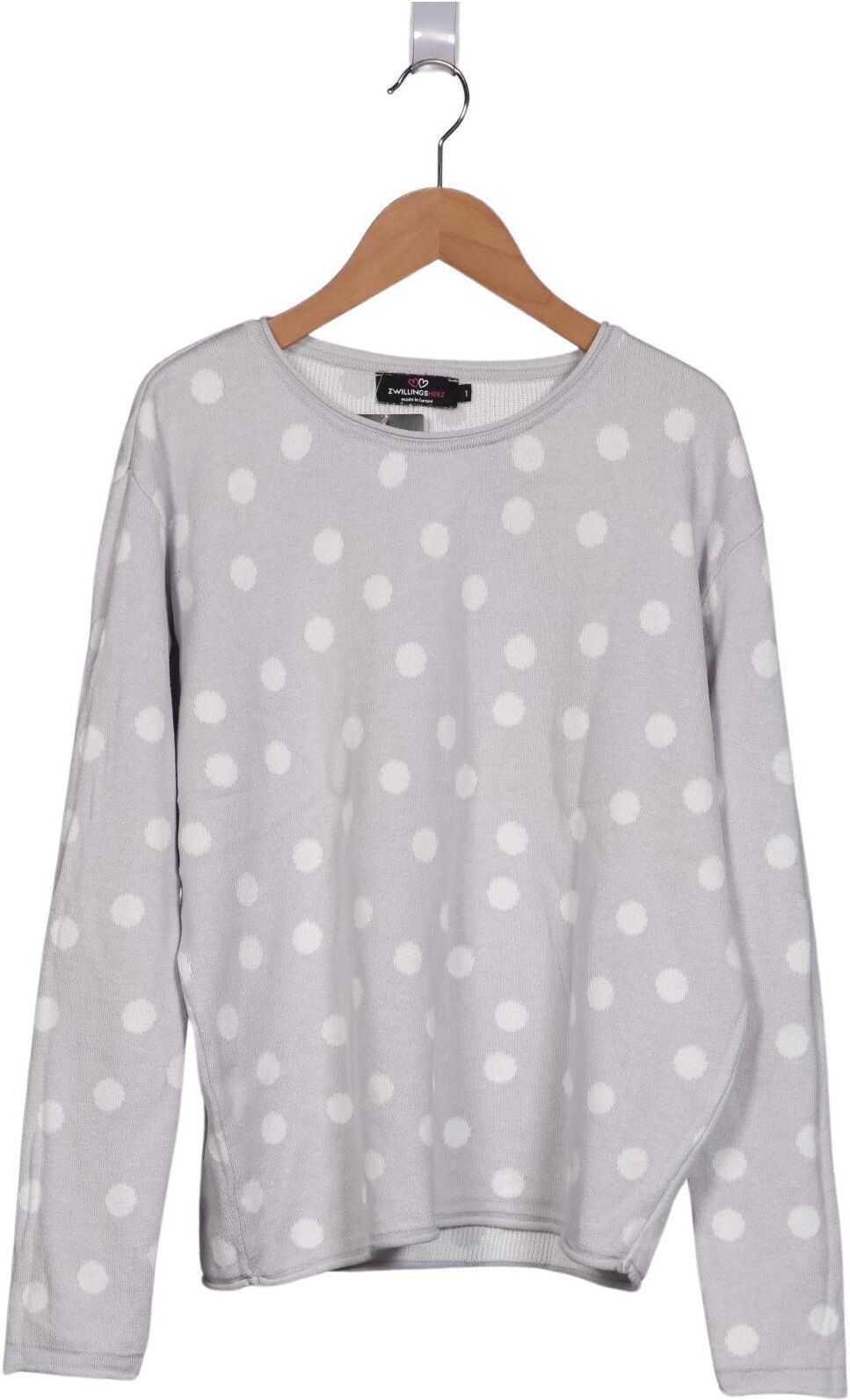 Zwillingsherz Damen Pullover, Grau, Gr. M, Baumwolle / Synthetik - Second Hand