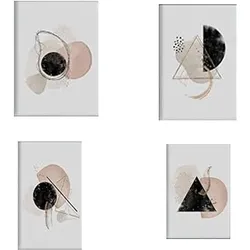 POSTER Set mit 4 abstrakte Formen und Figuren Braun A3 Rahmenlos