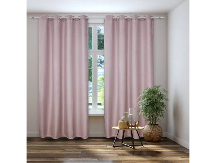 Vorhang KUTTI Dimout, 1 Stück, Ösen, verdunkelnd, isolierend Gr. 3, rosa (rose), B:140cm H:225cm, Polyester, Gardinen, Vorhang, Verdunkelung, Thermo, isolierend, einfarbig