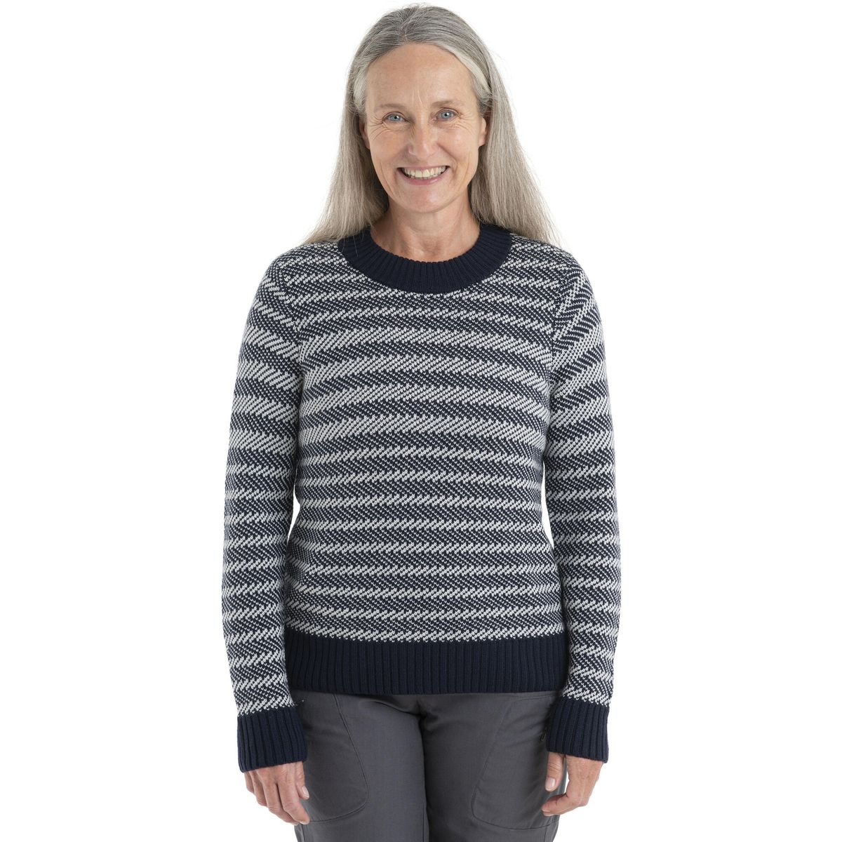 Icebreaker Women Waypoint Crewe Sweater midnight navy/snow/s (329) L 104316329-L