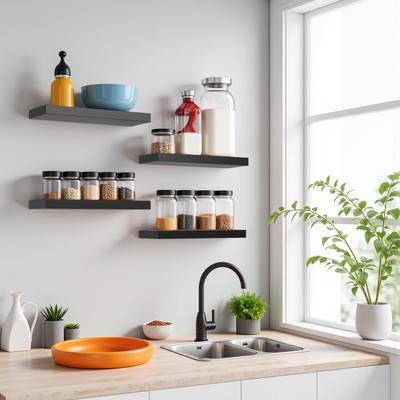 Homy Casa Wall-Mounted Floating Shelf, Set for Kitchen, Sturdy and Stylish