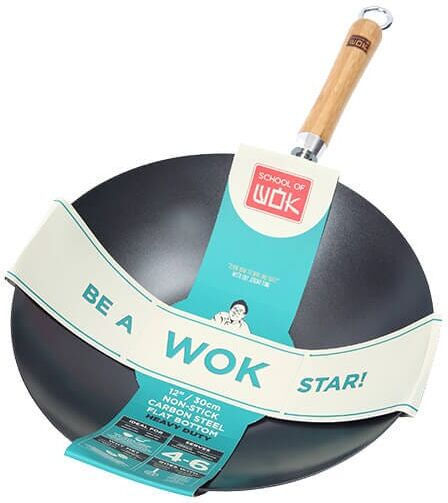 School of Wok Wok Star 12/30cm Non-Stick Carbon Steel Heavy Duty Wok