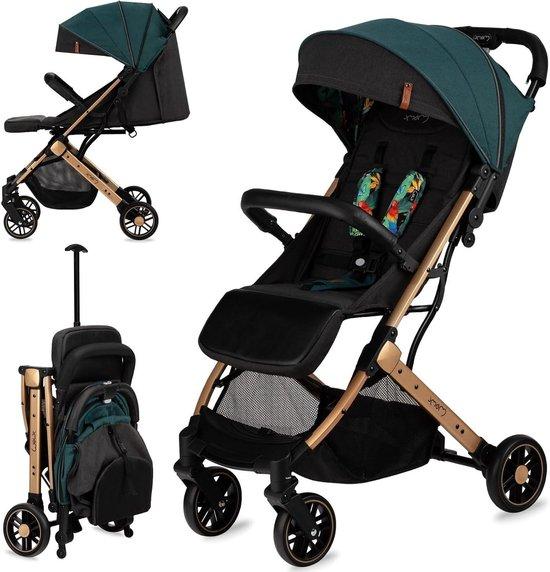 Kinderwagen/Buggy - Reisebuggy, leichtgewichtig - Komfort unterwegs - Zusammenklappbar, Koffergröße - 7,5 kg - Grün-Gold