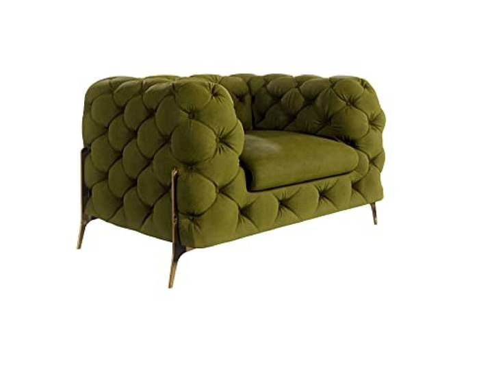 S-Style Möbel Milton Chesterfield Sessel Loungesessel Lesesessel Cocktailsessel Clubsessel Mini Sofa 1-Sitzer Couch Wohnzimmer Möbel 125x100x73 cm Olivengrün