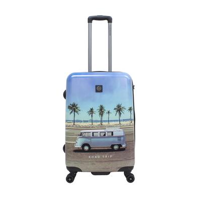 Koffer VOLKSWAGEN "Roadtrip", Gr. B/H/T: 44cm x 67cm x 24cm, blau (blau, mehrfarbig), Koffer, mit stylischem VW-Bus T1-Print