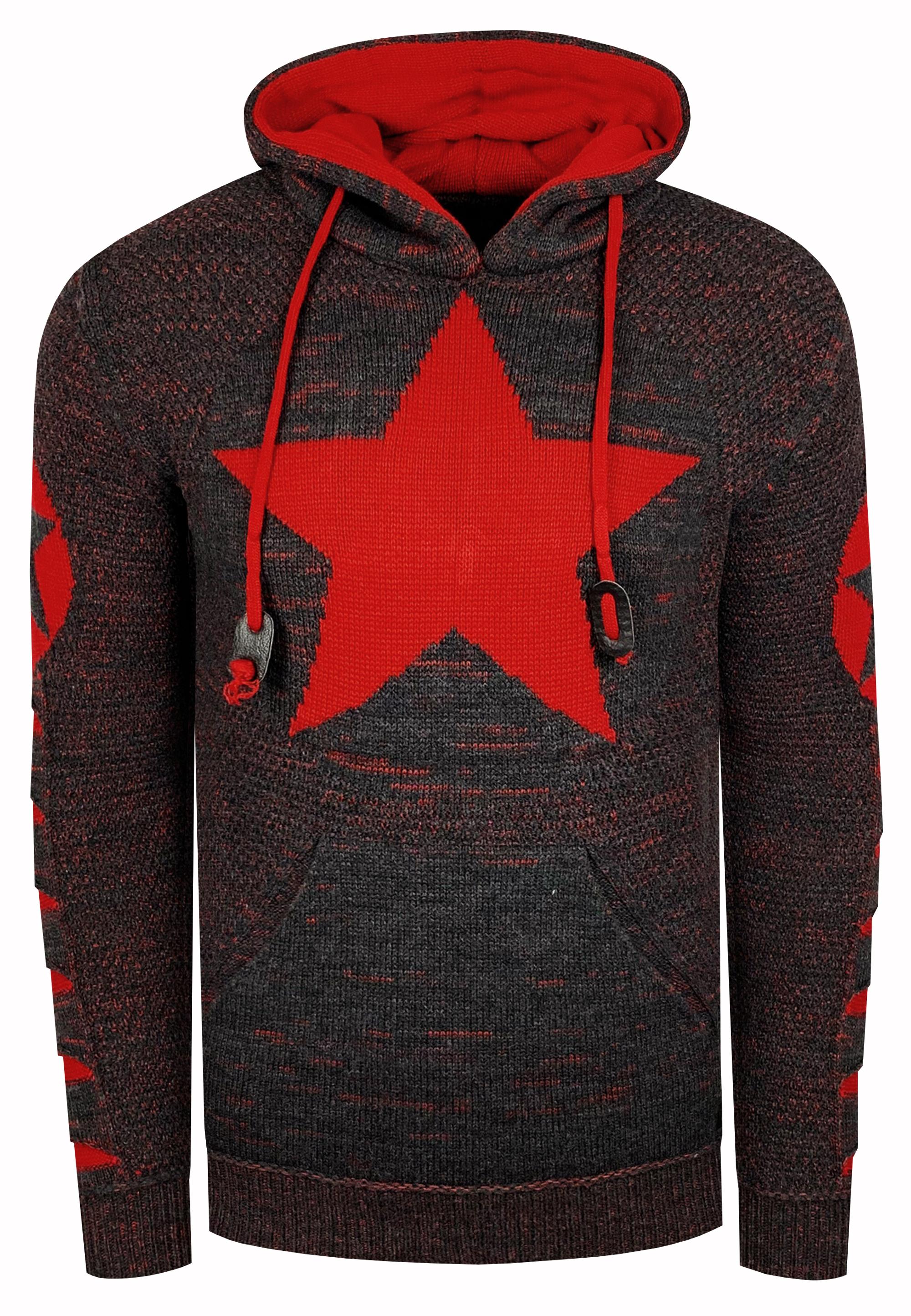 Grobstrick Comic Kapuzen-Pullover