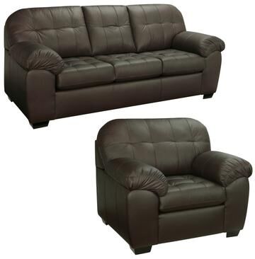 Isabella Chocolate Brown Italian Leather Sofa and Chair Set