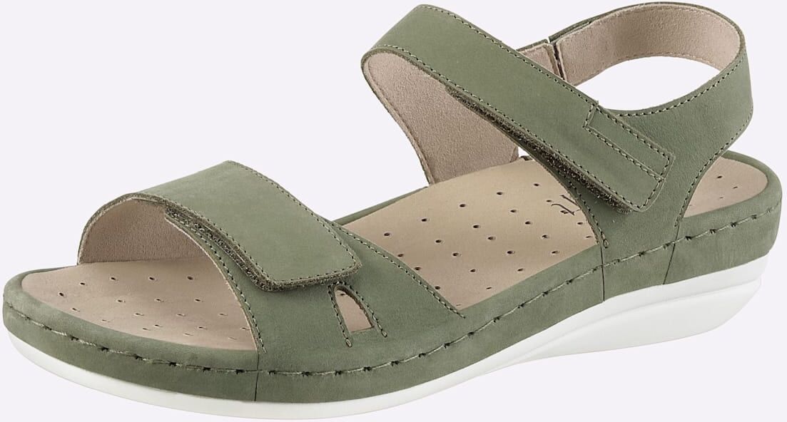Sandale CLASSIC, Damen, Gr. 41, grün (salbei), Leder, Nubukleder, Basic, Schuhe Sandale salbei 41
