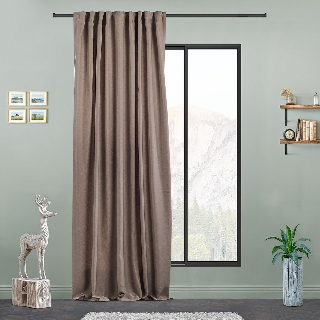 Lilijan Home & Curtain Extra Long & Extra Wide Faux Linen Decorative Curtain Single Panel Barley 140cm Width x 295cm Drop