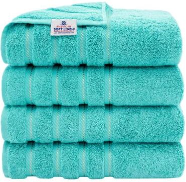 American Soft Linen 100% Cotton Turkish Bath Towels Large, 4 Pack Luxury Hotel Spa Quality Turkish Bath Towels Bathroom Sets