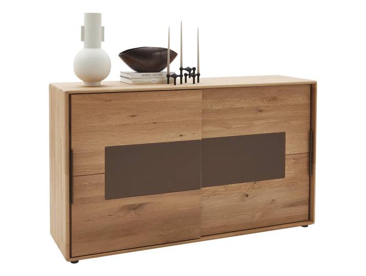 Valnatura Sideboard, Bronze, Wildeiche, Holz, Glas, Wildeiche, massiv, 2 Fächer, 164x95.8x44.2 cm, Typenauswahl, umfangreiches Zubehör erhältlich, stehend, Holzmöbel, Kleinmöbel Holz, Holzkommoden, Sideboards Holz
