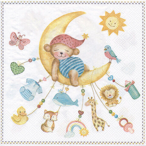 Papierservietten "Mondbär", 33 x 33 cm, 20 Stück