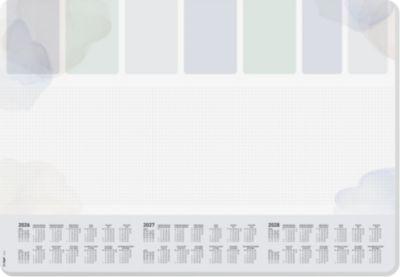 Sigel Papier-Schreibunterlage, Wochenplan, hellgrau/hellblau/hellgrün, ca. A2, Kalender 2026/2027/2028, DE/EN/FR/NL, 30 Blatt